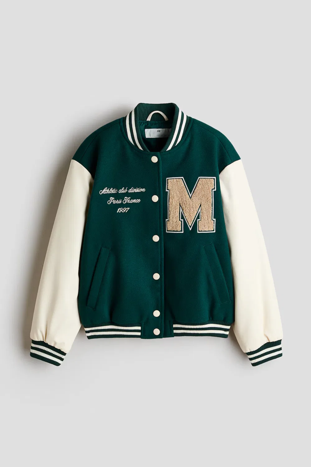 Бейсбольная куртка с аппликациями H&M, Dunkelgrün/M