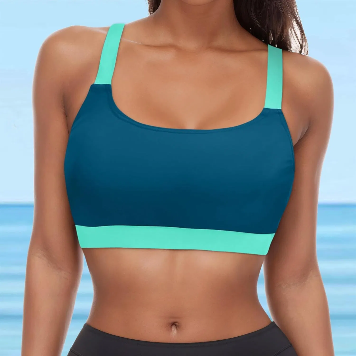 Женский танкини-топ с твист-фронтом Tankini Tops for Women, Mint Green — фото 2