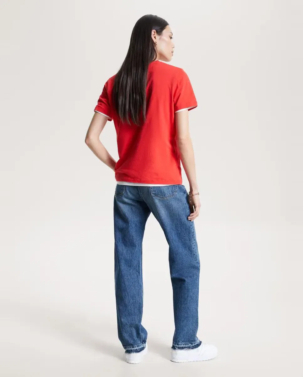 Женская футболка хлопковая Tommy Hilfiger, Rojo — фото 2