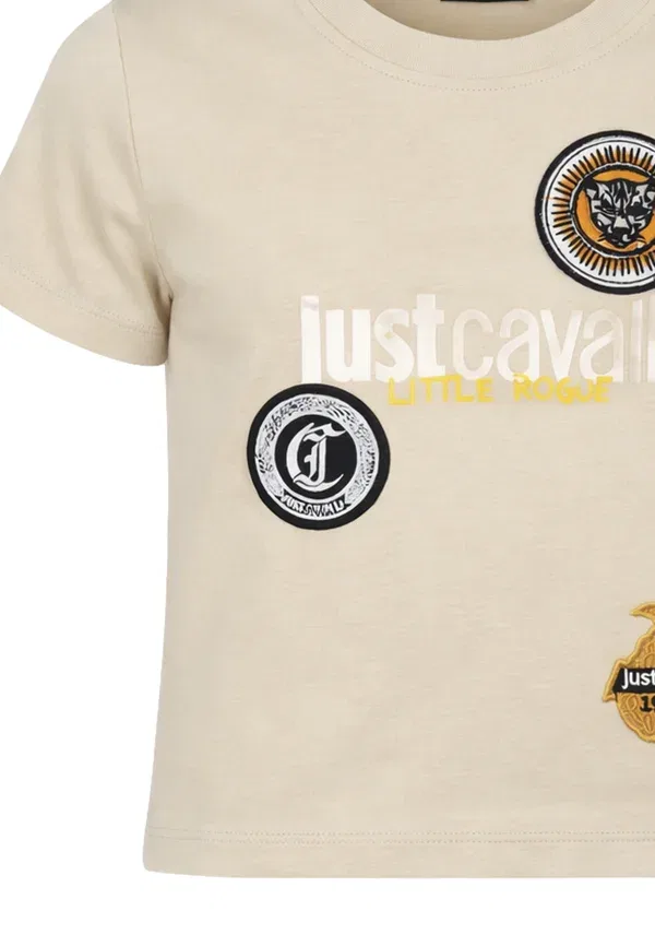 Нашивка - футболка с принтом Just Cavalli, бежевый — фото 4