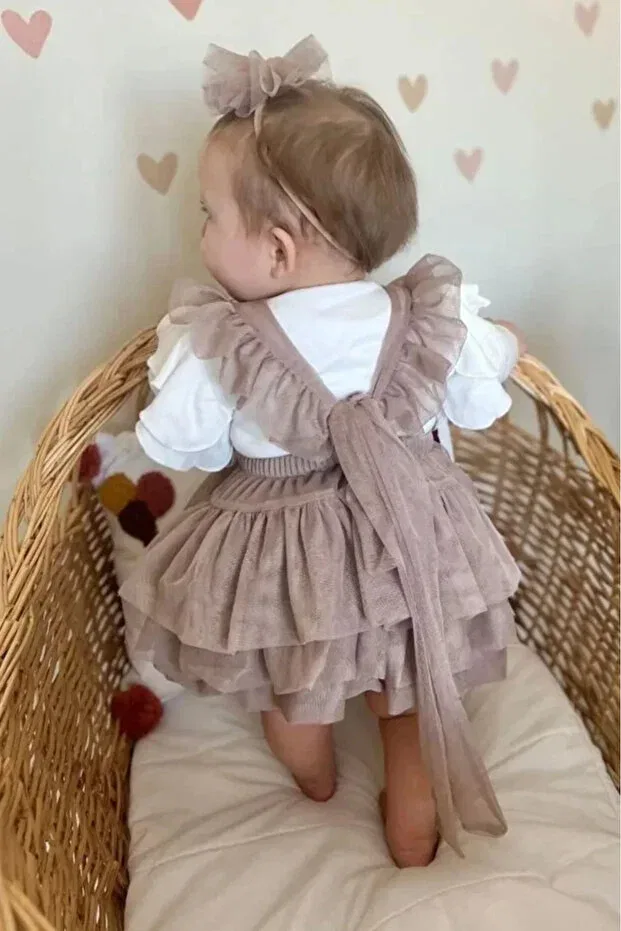 Детский комплект для девочек с воротником Питер Пэн Aysskids, Brown — фото 2