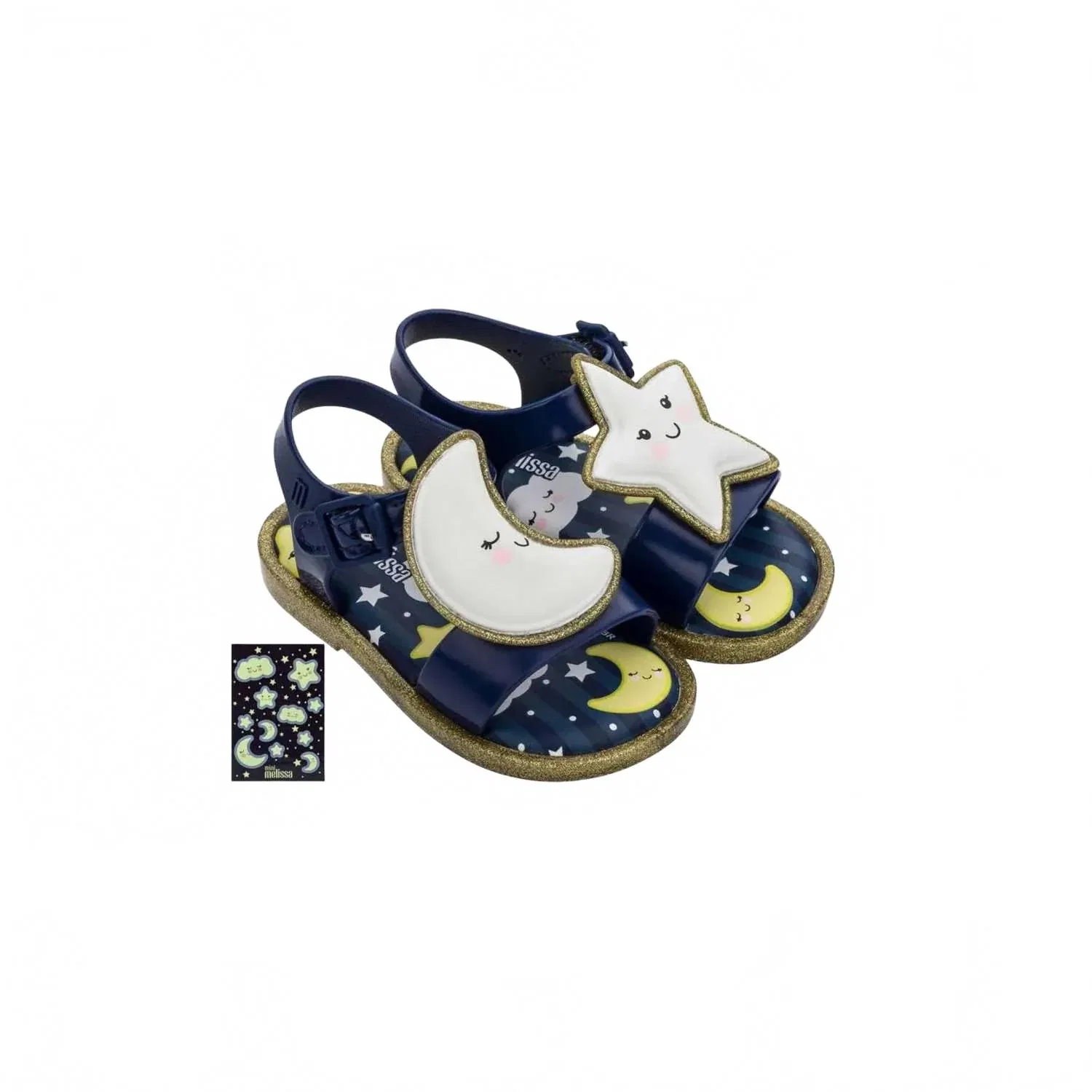 Детские сандалии с открытым носом и принтом луны и звезд Toddler Mar Sweet Dreams Mini Melissa, синий — фото 3