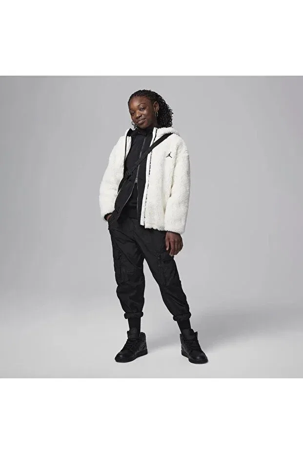Детские свитшот для девочек с принтом Jordan Jacquard Sherpa Nike, White