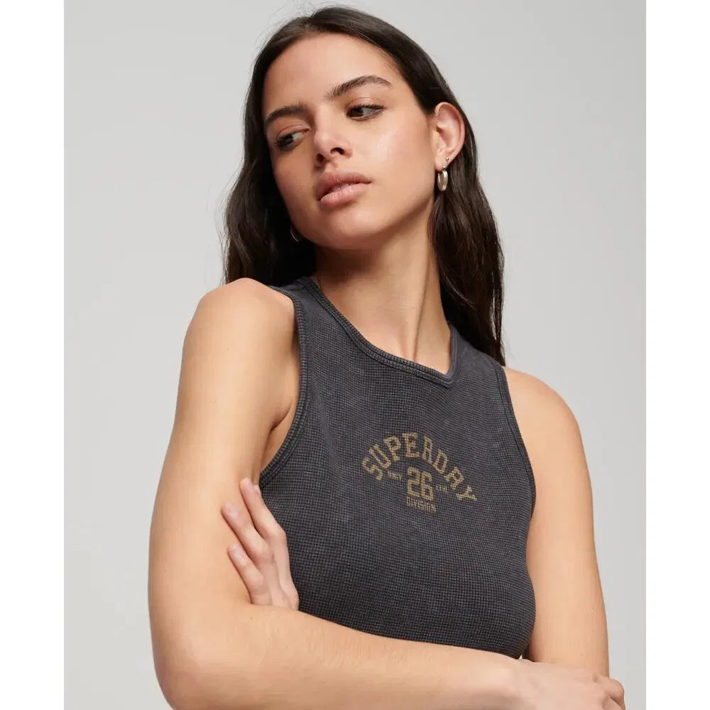 Женский топ с вафельной текстурой Athletic Essentials Superdry, Grau — фото 3