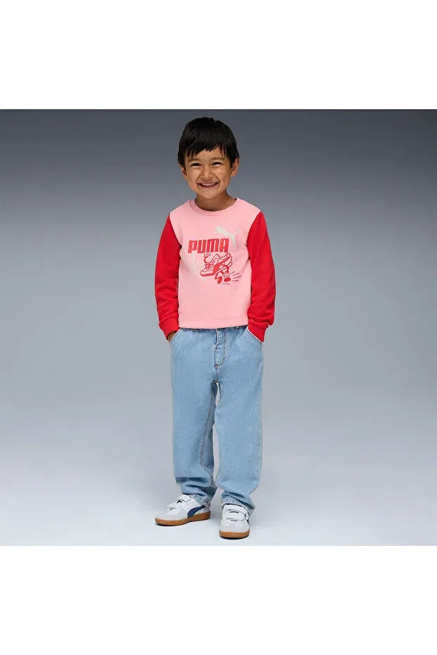 Детское худи для девочек с принтом Little Runners Crew Puma, Pinkscape Pink — фото 2