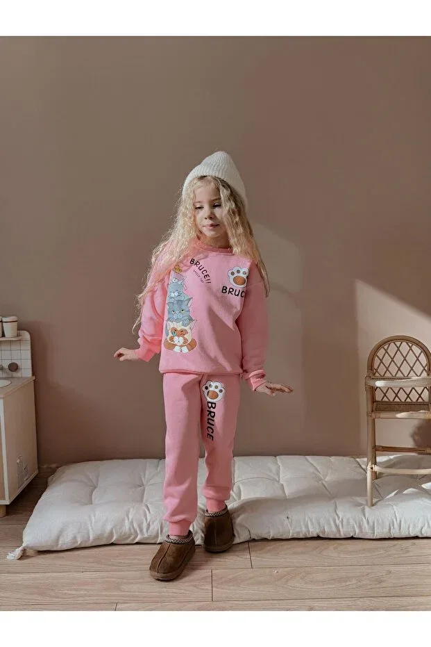 Детский спортивный костюм для девочек хлопковый Milays Life Home Collection, Smely Cat