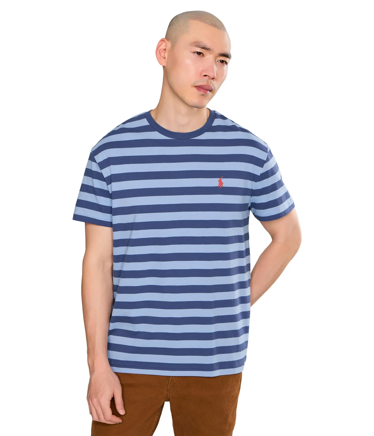 Футболка с коротким рукавом в полоску и круглым вырезом Polo Ralph Lauren, Chambray Blue/Light Navy