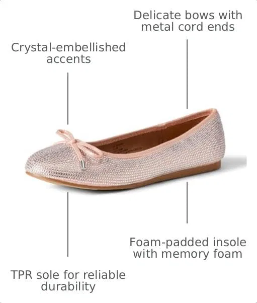 Детские балетки для девочек с бантом Amazon Essentials, Crystals — фото 2