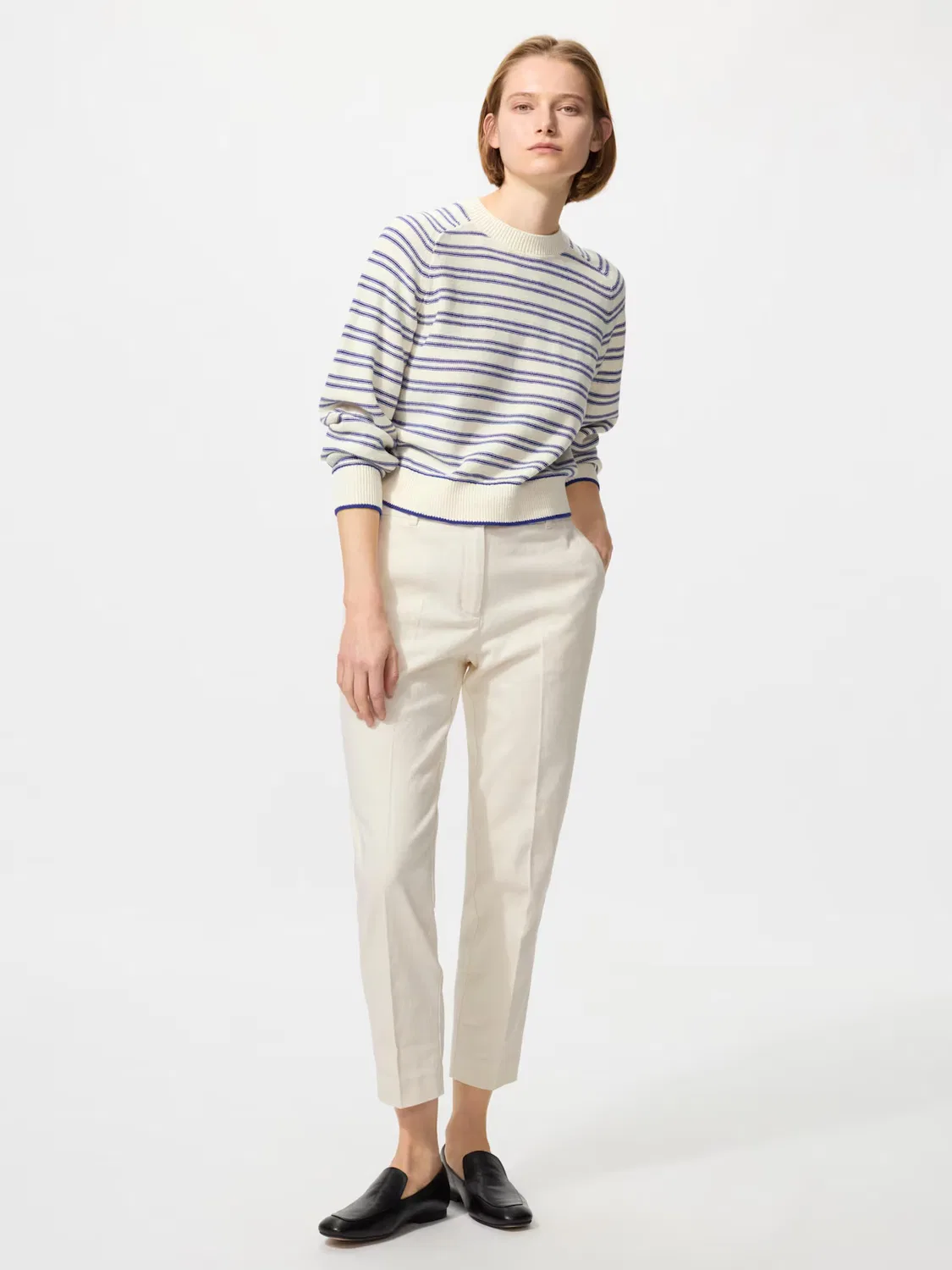 Свитер Uniqlo Классический льняной, круглый вырез, красный — фото 2