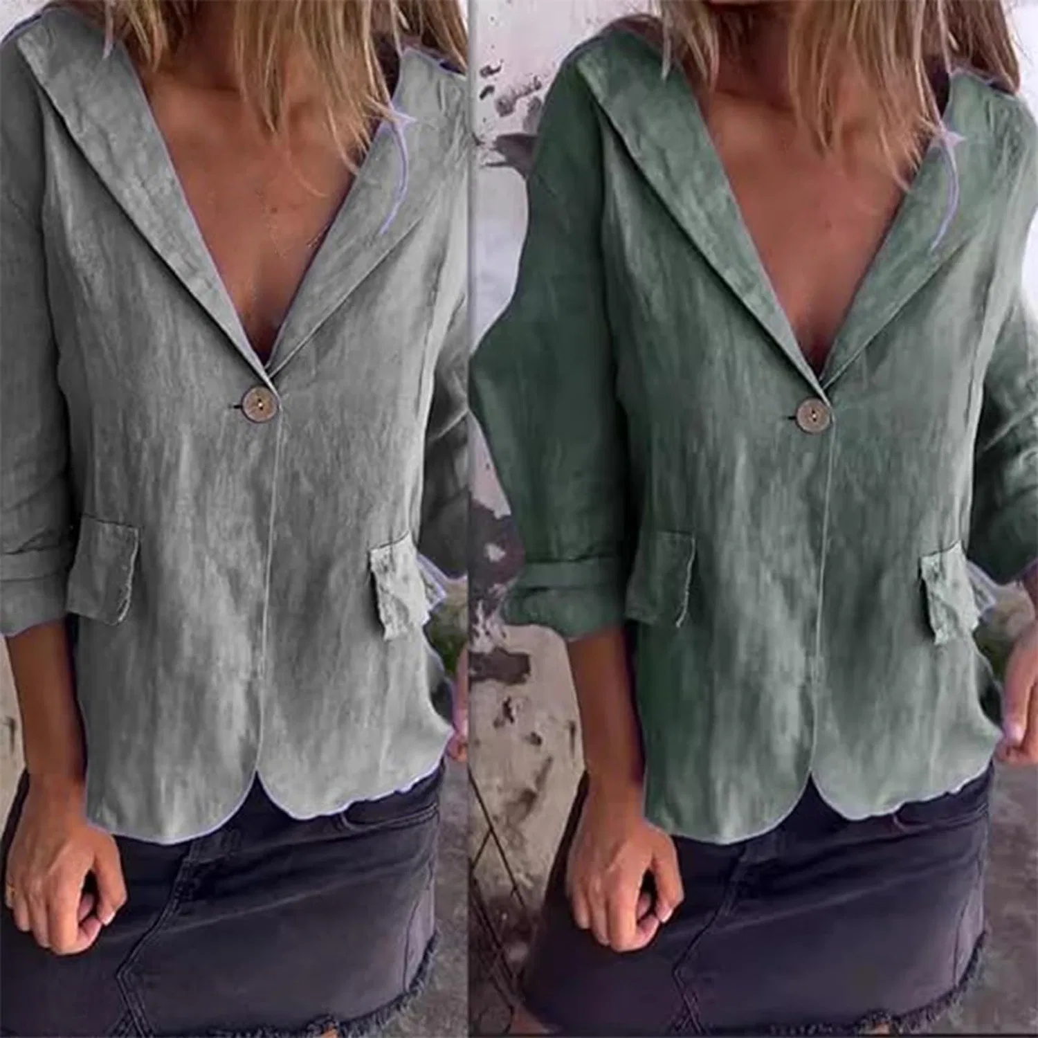 Женское хлопковое пальто с однобортной застежкой, Blu Denim — фото 3