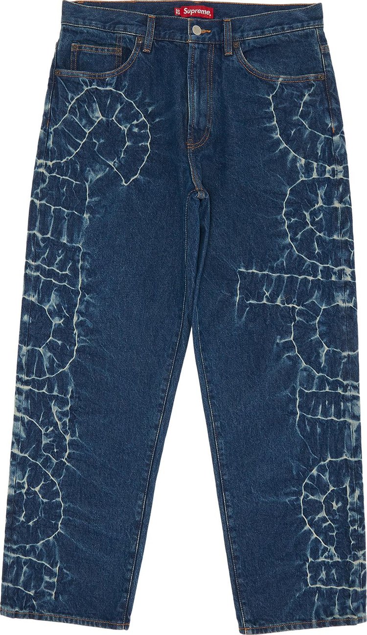 Джинсы Supreme Shibori Loose Fit Jean 'Rigid Indigo', синий - фото