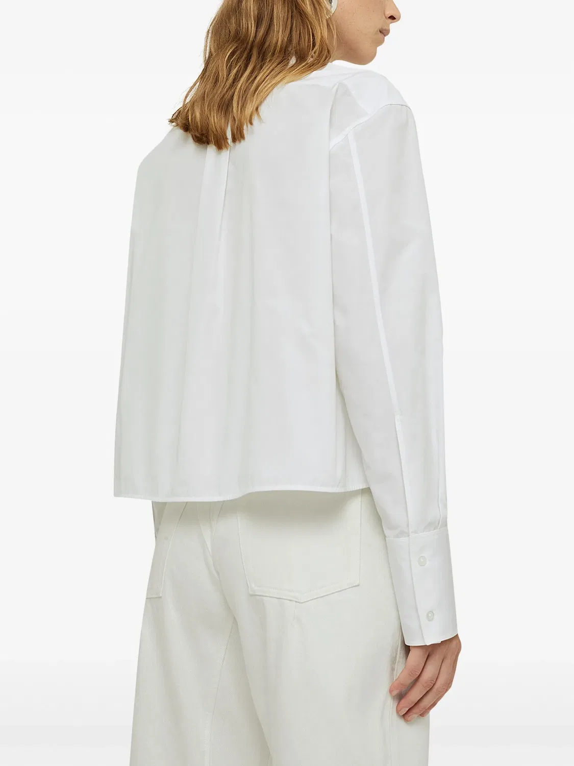 Сорочка с деревянным воротником из хлопка Jil Sander, белый — фото 3