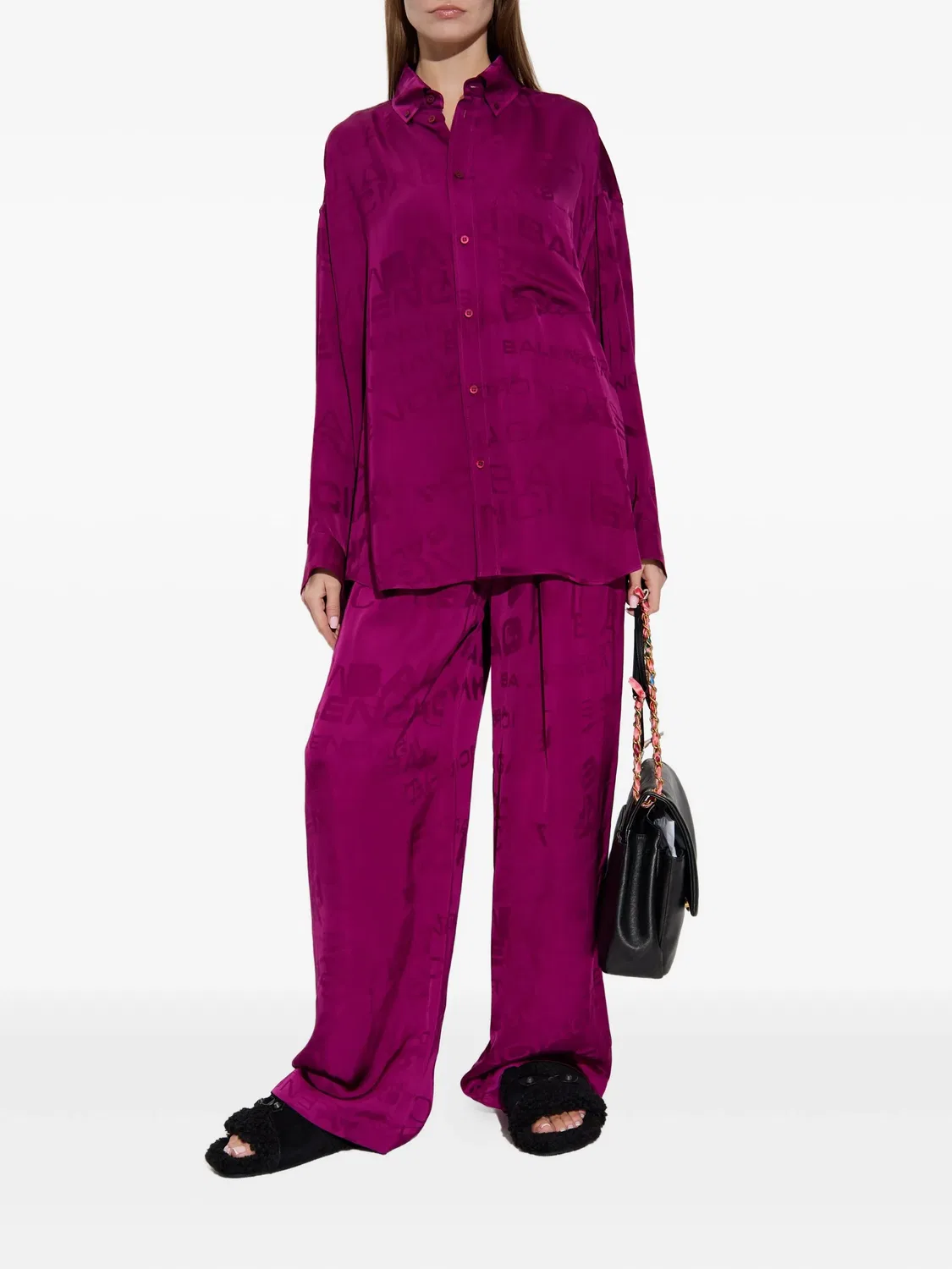 Брюки с логотипом - фиолетовые Balenciaga, фиолетовый — фото 3