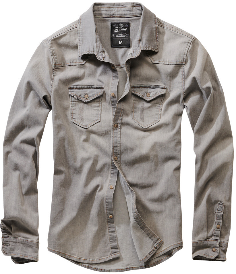 

Рубашка Brandit Riley Denim с длинным рукавом, серый