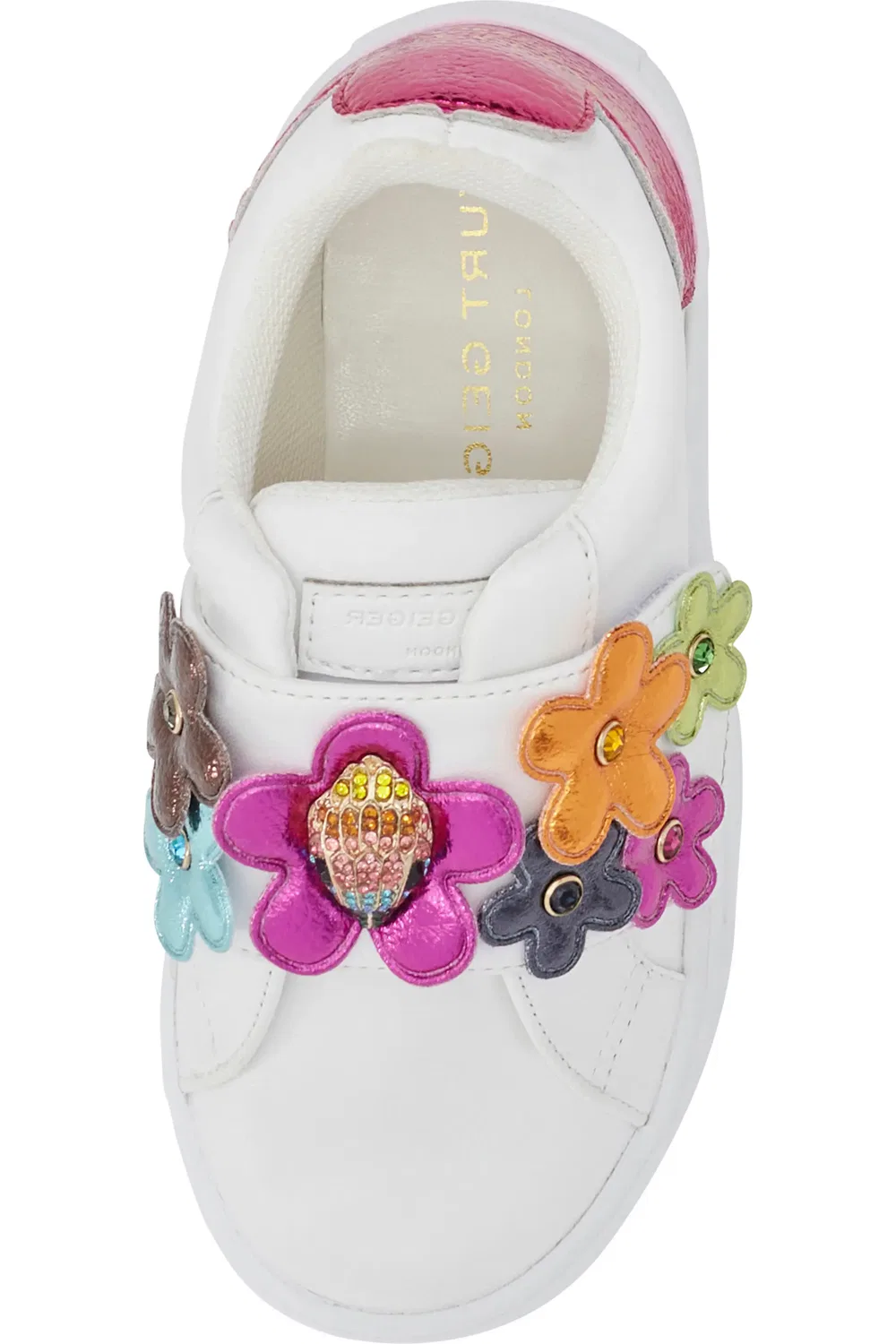 Детские кеды с аппликацией цветов Mini Flower Petal Kurt Geiger London, белый мультиколор — фото 4