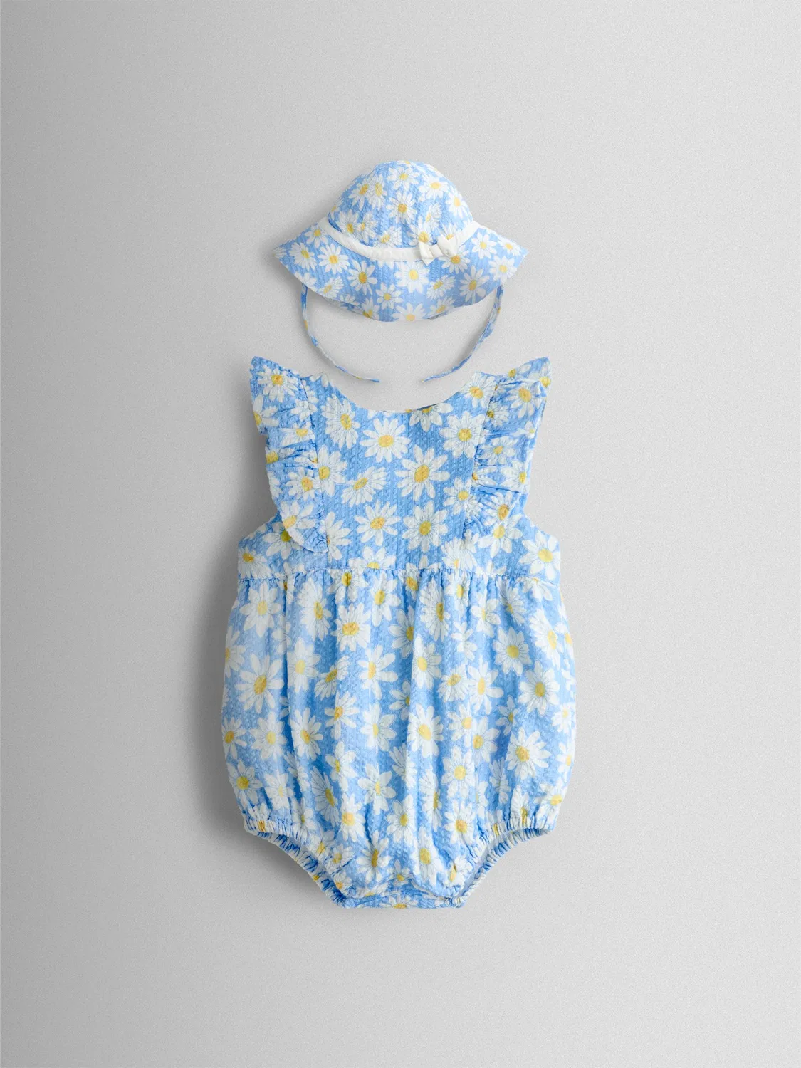 Ромпер с принтом Daisy и шляпа, JoJo Maman Bébé, Blue Daisy