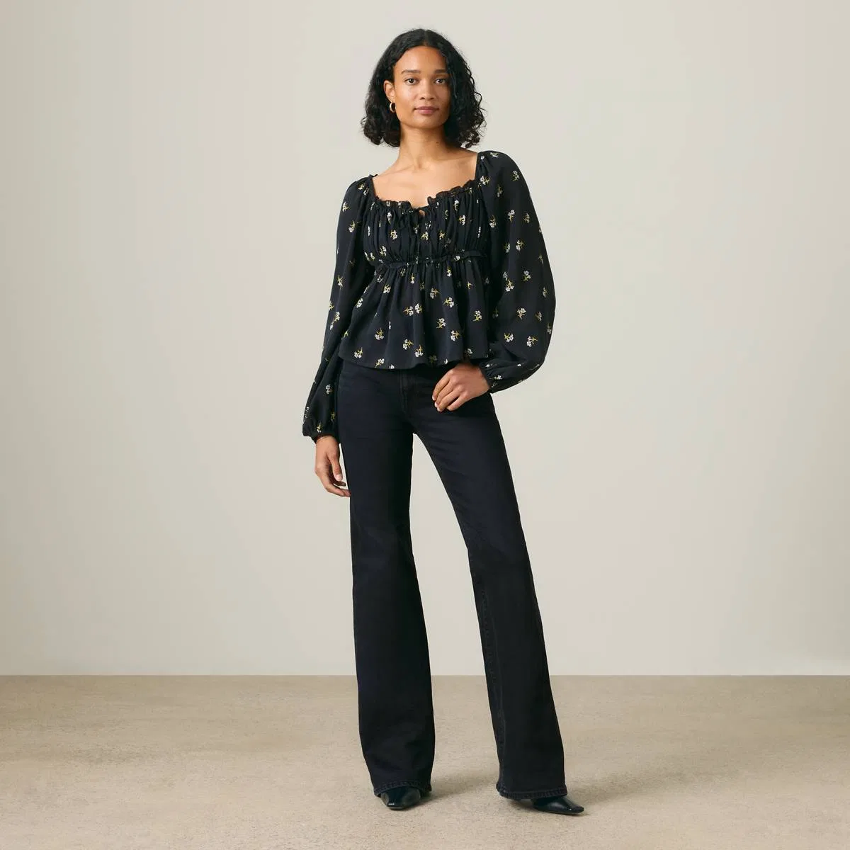 Блузка с длинными рукавами Oraya Levi's, Birgita Floral Anthracite - Black — фото 2