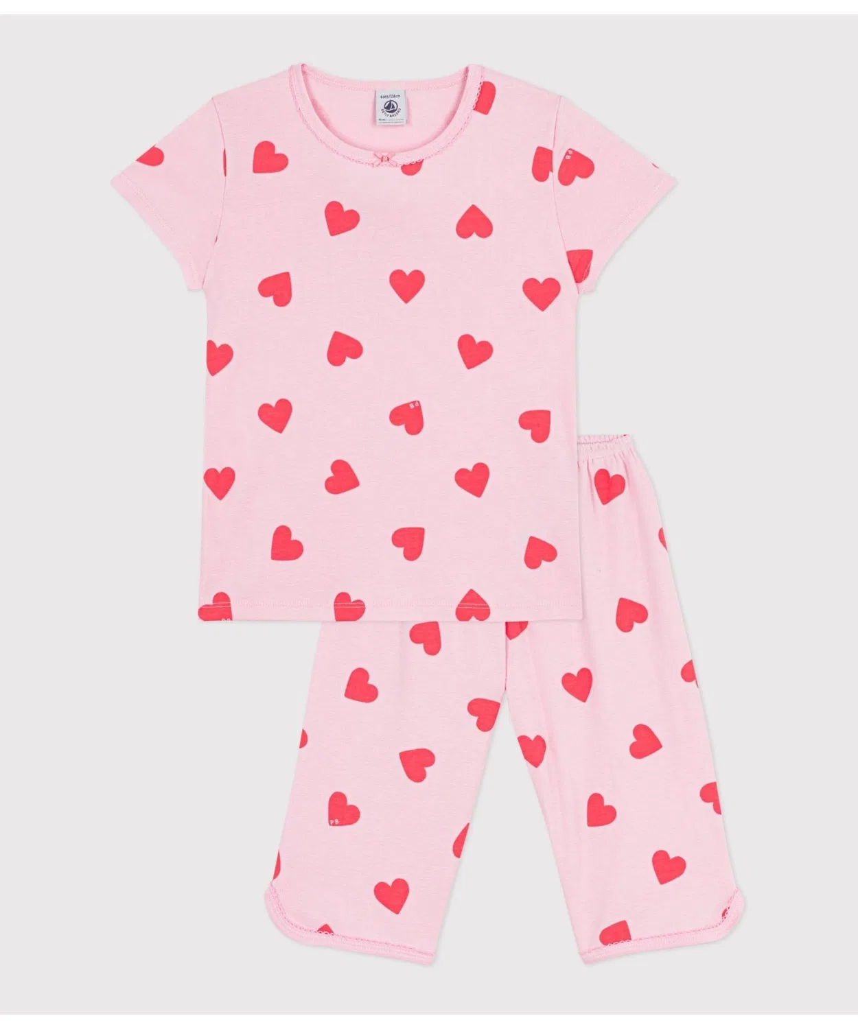 Детская пижама с длинным рукавоми принтом Heart Print PETIT BATEAU, Pink