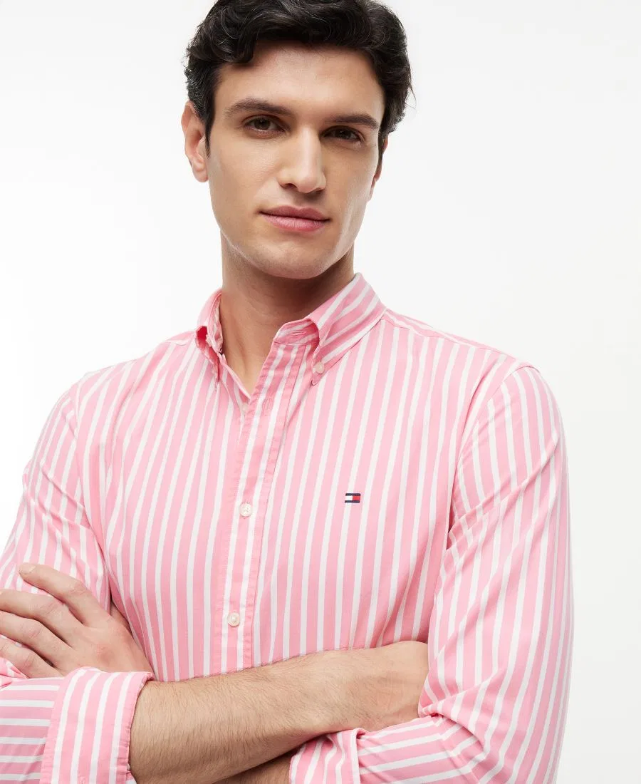 Рубашка с длинным рукавом Regular Fit Flex Poplin Stripe Tommy Hilfiger, Pink Stripe — фото 3