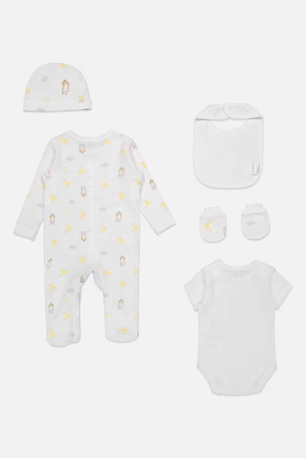 Комплект детской одежды с принтом из 5 предметов Rock-A-Bye Baby Boutique, белый — фото 3