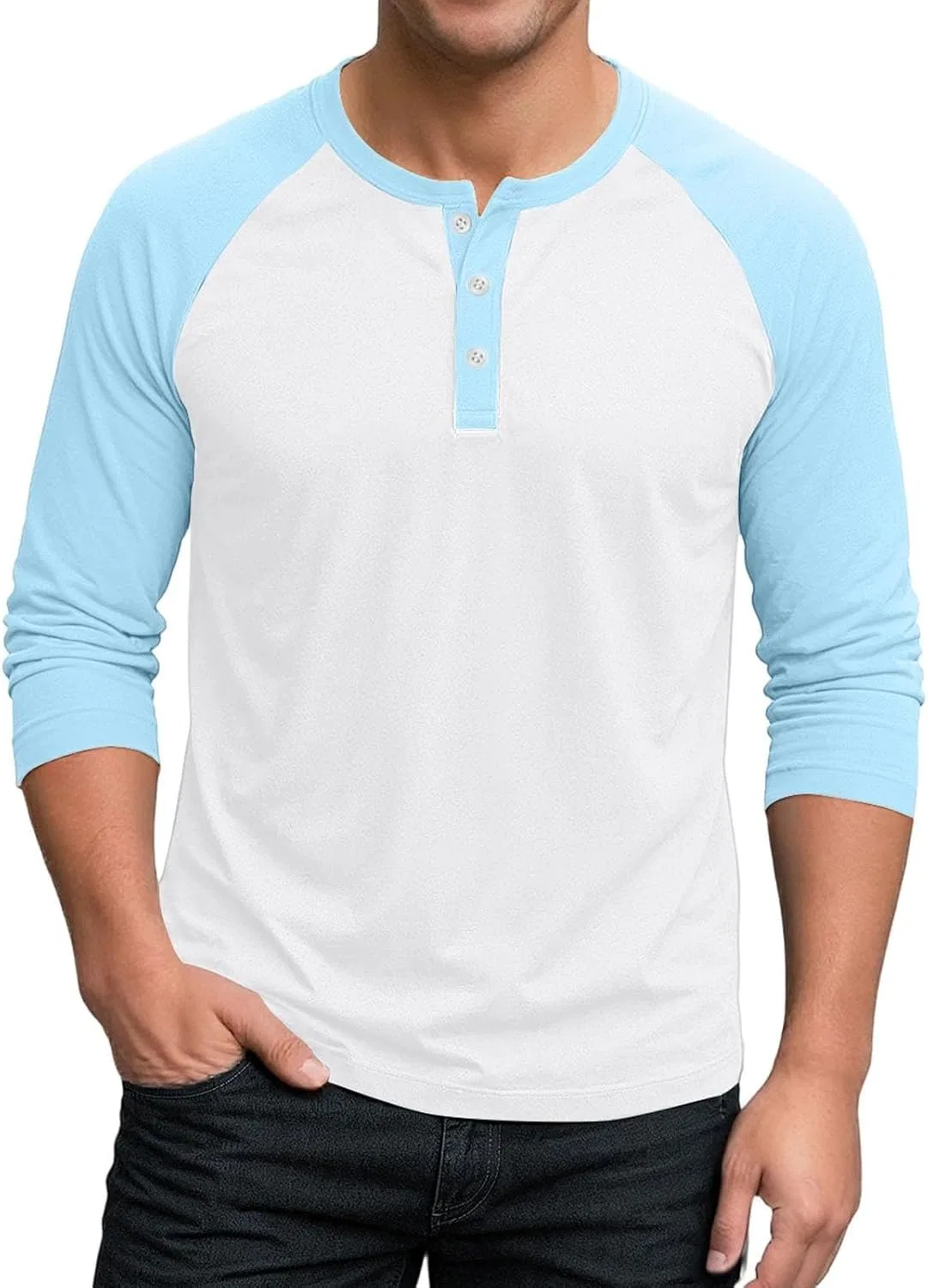 Мужская бейсбольная футболка с рукавом 3/4 Casual Raglan, White