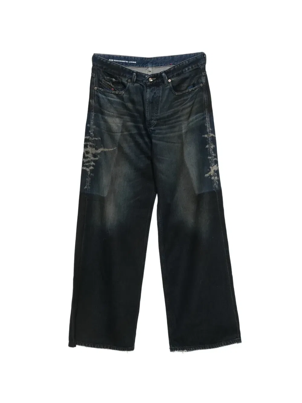 Широкие джинсы с эффектом потертости DIESEL, синий