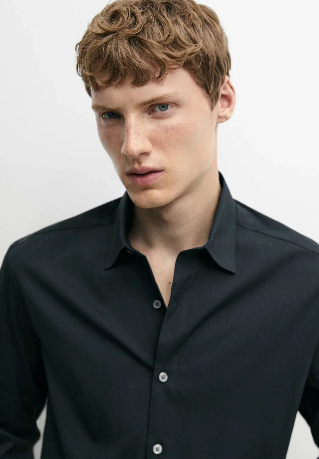 Классическая рубашка Massimo Dutti, Mottled Dark Blue — фото 4
