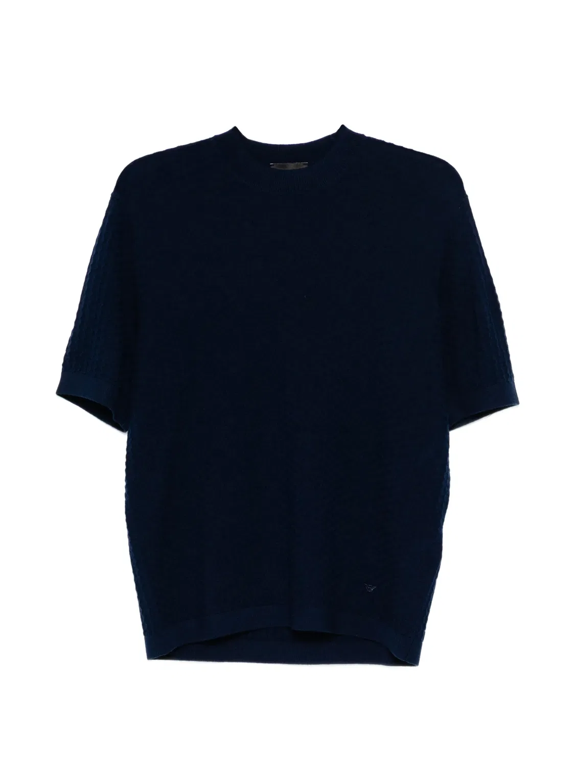 Футболка из шерсти, синяя Emporio Armani, синий