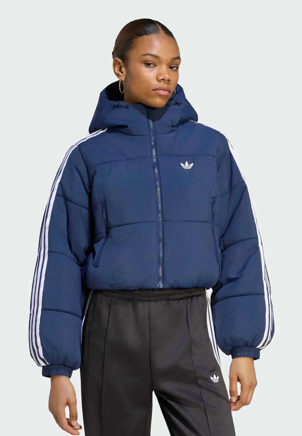Укороченная пуховая куртка с капюшоном Adicolor - зимняя куртка Adidas Originals, Night Indigo