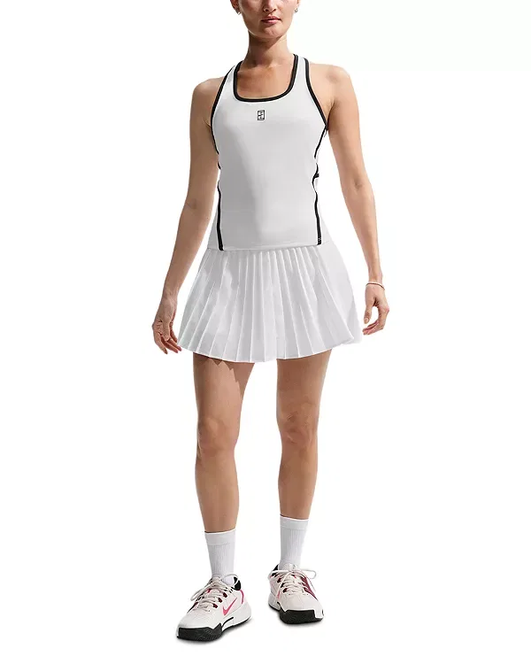 Женская теннисная юбка-шорты с защипом Nike, White/Black — фото 2