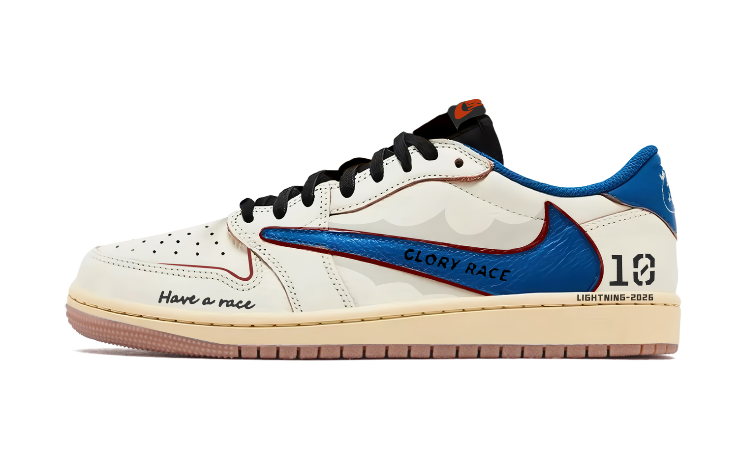 

Трэвис Скотт x Air 1 Honor Трэвис Скотт x AJ1 Low амортизация низкие винтажные баскетбольные кроссовки unisex Jordan, белый/синий