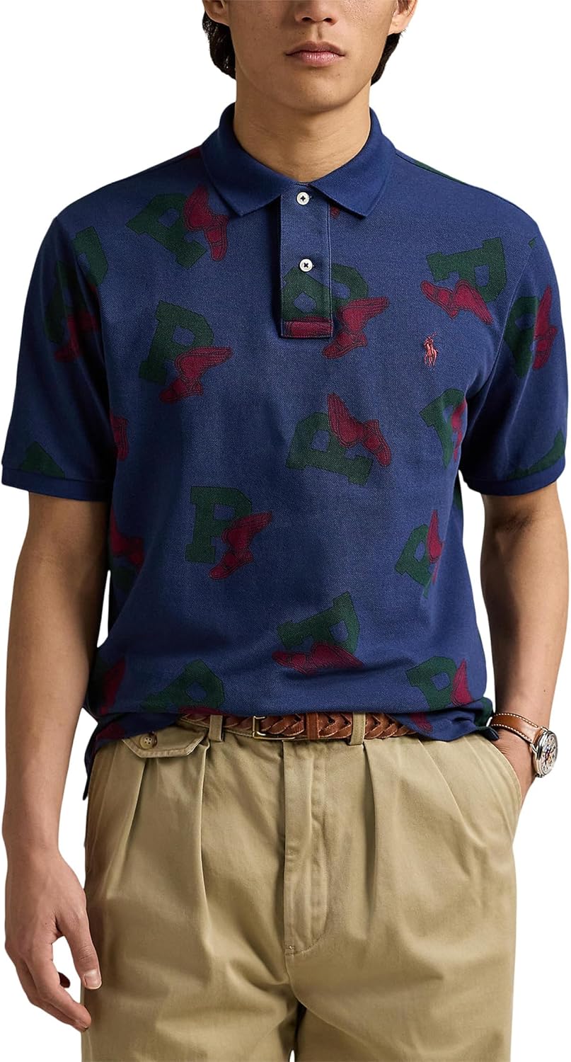 

POLO RALPH LAUREN Мужская классическая поло Wing Mesh, Sketched P-Wing Toss Classic Navy, Синий, POLO RALPH LAUREN Мужская классическая поло Wing Mesh, Sketched P-Wing Toss Classic Navy