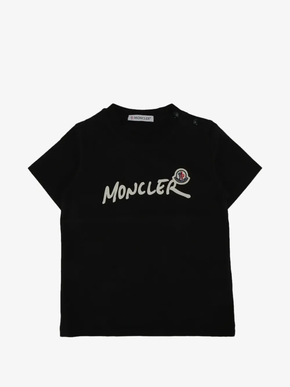 Футболка с логотипом и застежкой на пуговицах Moncler Enfant, черный
