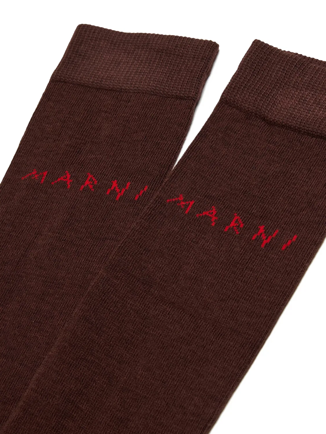Носки в рубчик с вышитым логотипом Marni Kids, коричневый — фото 2