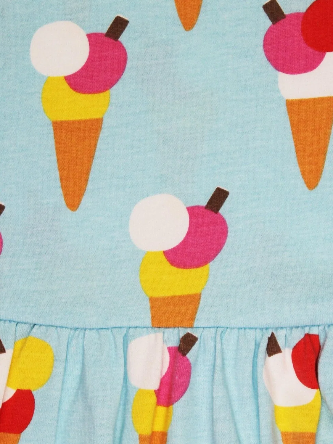 Платье Toby Tiger Bio-Baumwoll Kinder Sommerkleid mit Eiswaffel-Druck небесно-голубого цвета — фото 2
