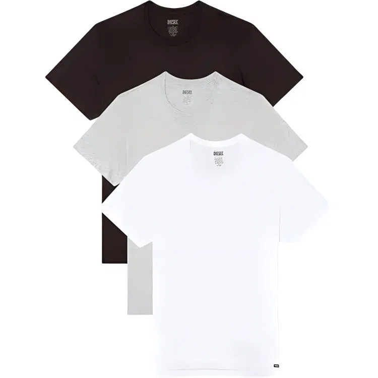 Футболка с круглым вырезом, 3 шт, DIESEL, Black+White+Gray