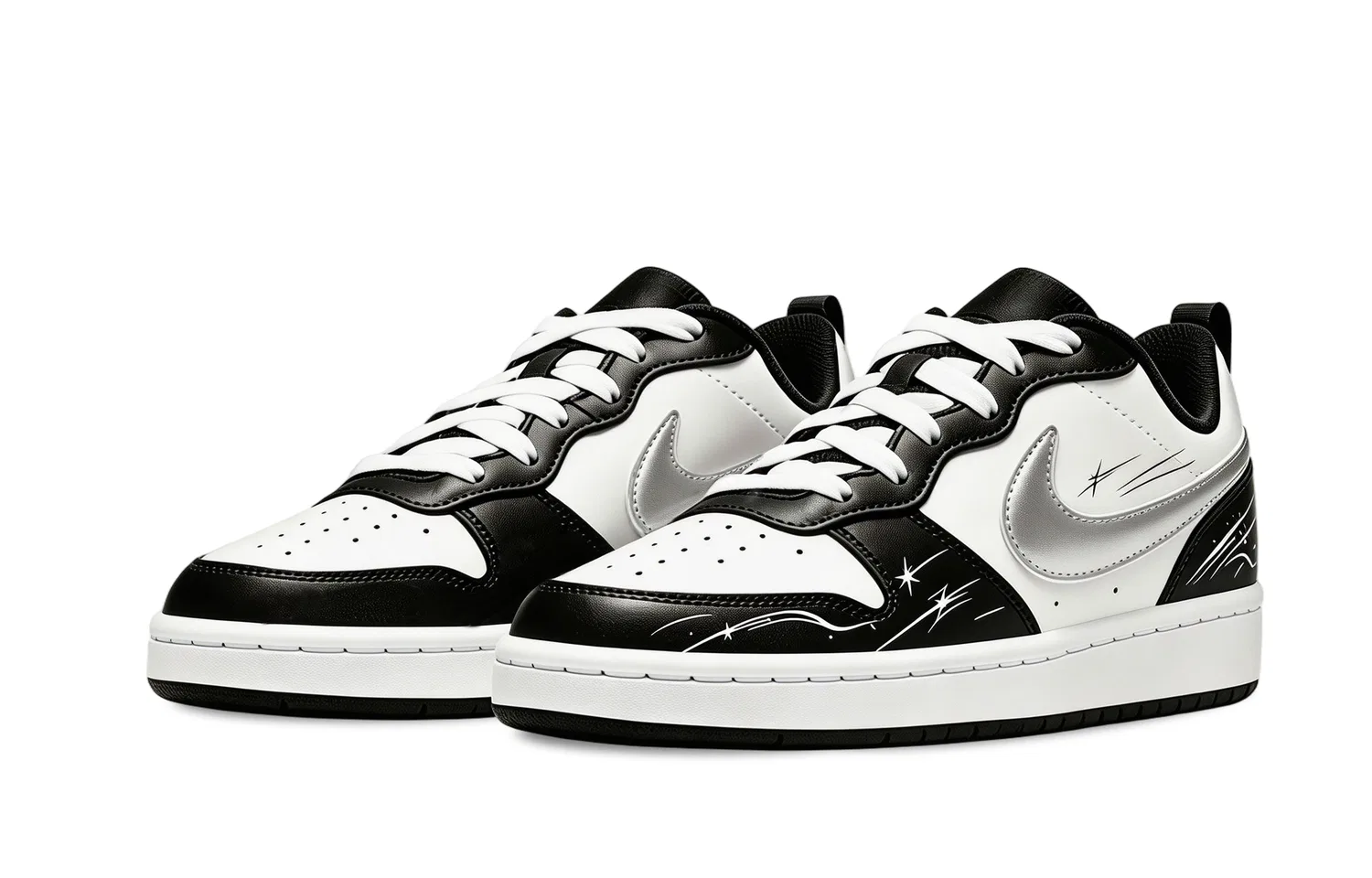 Детские кеды для скейтбординга с принтом панды Nike Court Borough Stellar Orbit Panda, Черный — фото 4