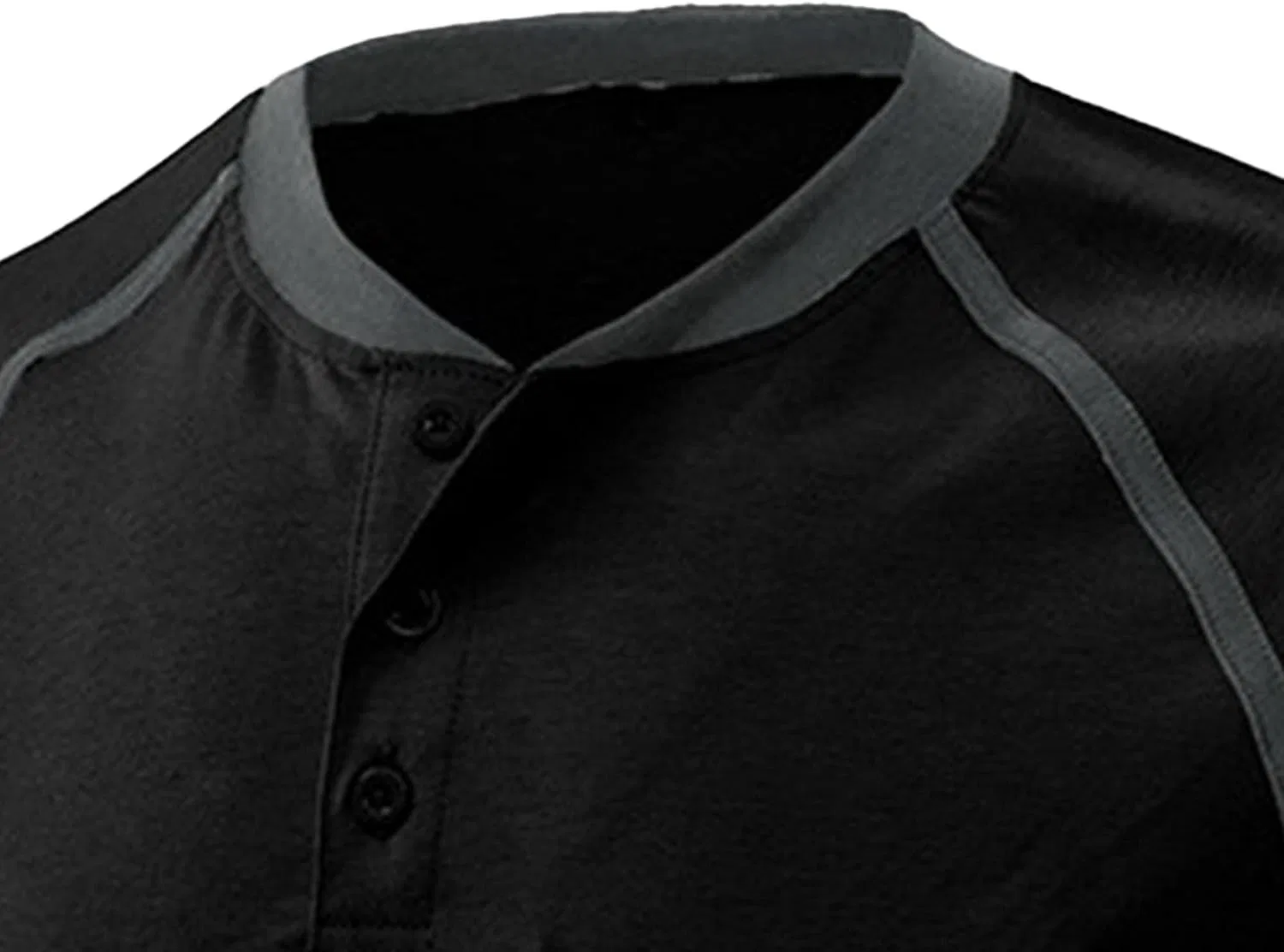 Мужская повседневная футболка с пуговицами Henley, Black — фото 4