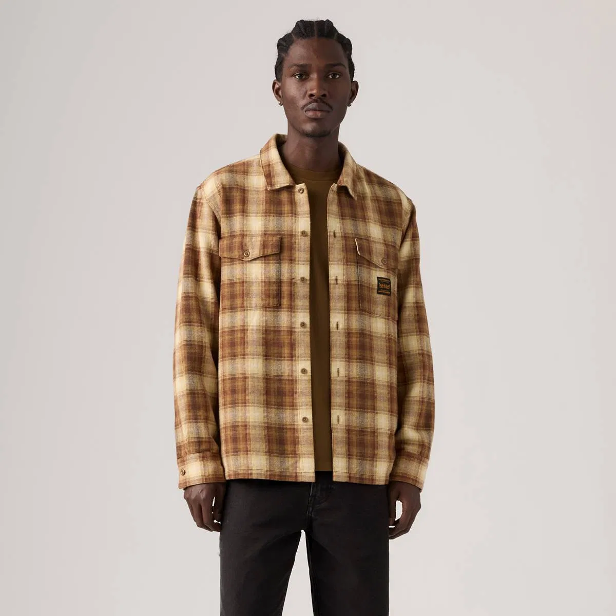 Свободная фланелевая рабочая рубашка с длинными рукавами Levi's, Abilene Plaid Dull Gold - Multi-Color — фото 3