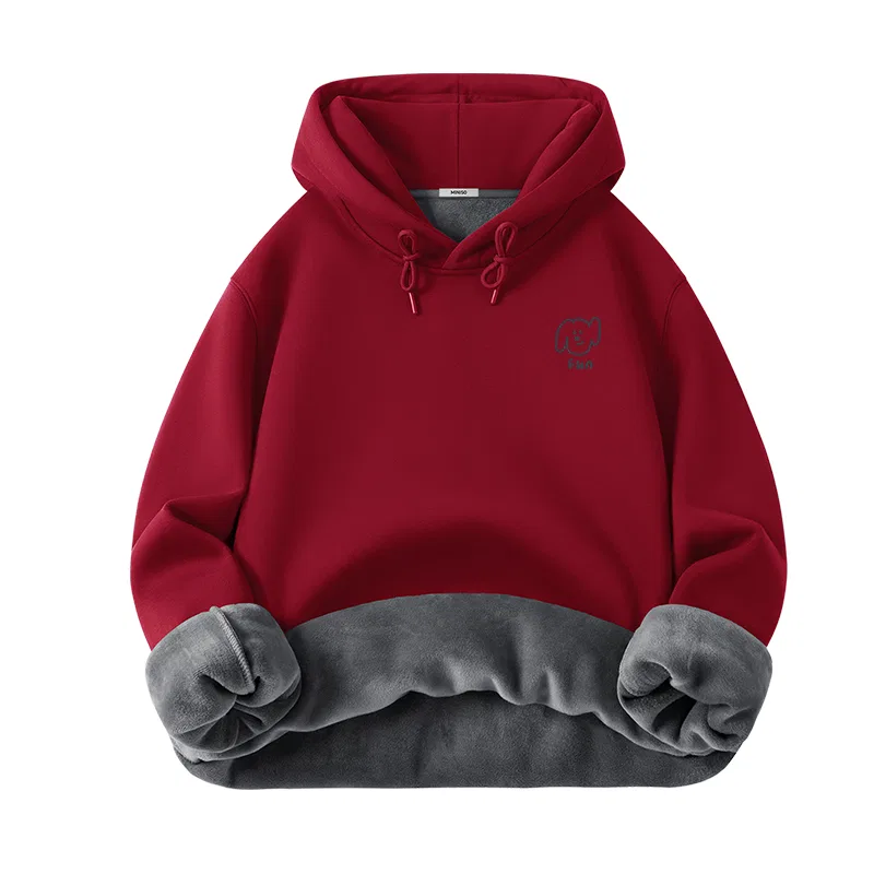 Детский худи с капюшоном утепленный Regular MINISO, Heavyweight Fleece-Lined Hooded Burgundy (Ma's Dog Journal Chest Logo)