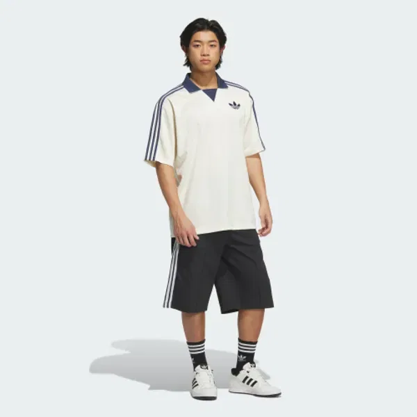 Футболка с воротником-поло, колорблок, Adidas, кремово-белый — фото 4