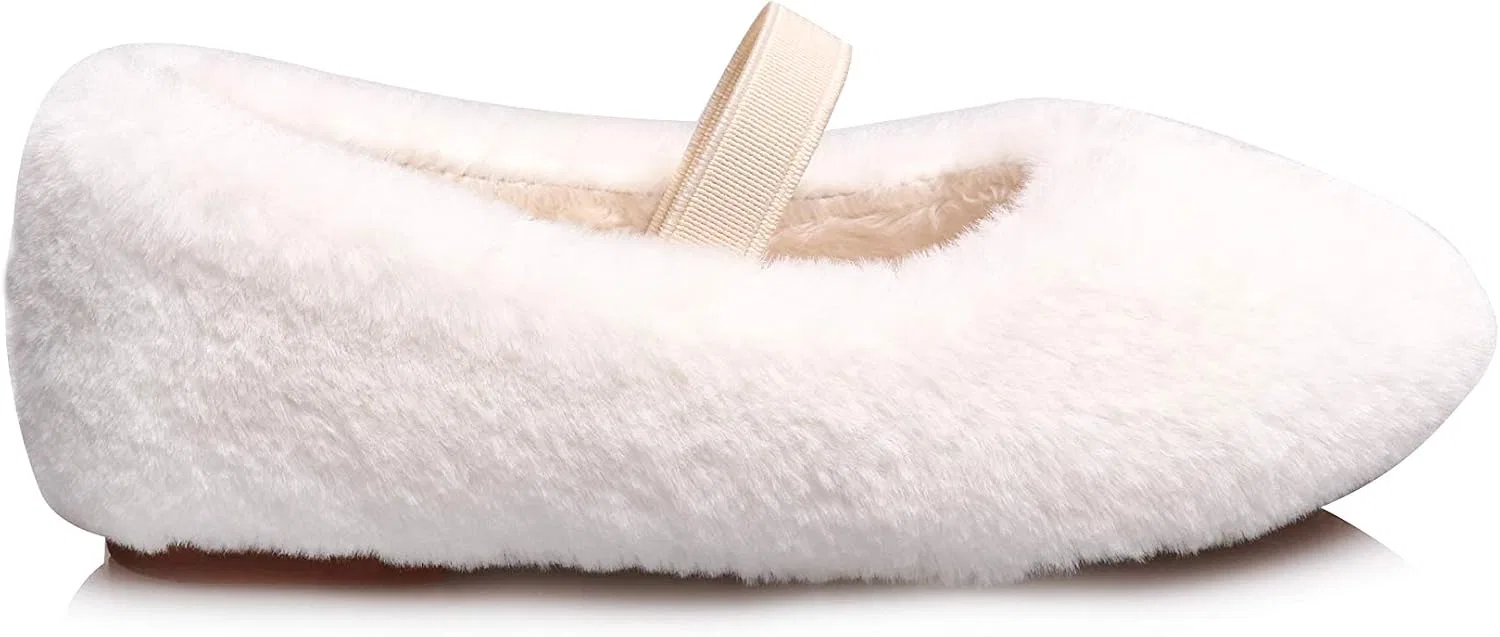 Детские балетки для девочек с мехом Mary Jane Flats JGKDTX, White — фото 4