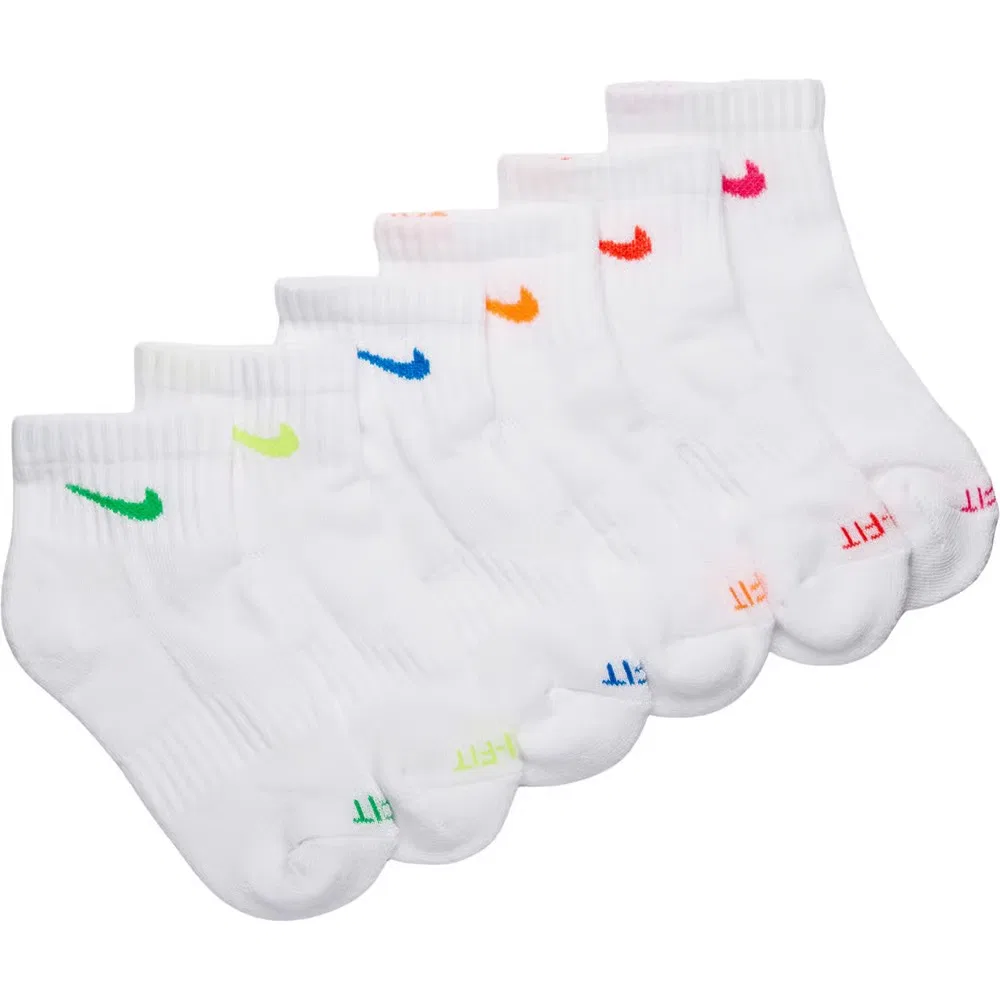 Детский набор из 6 пар носков до щиколотки размера XS для подростков Nike, White Assorted