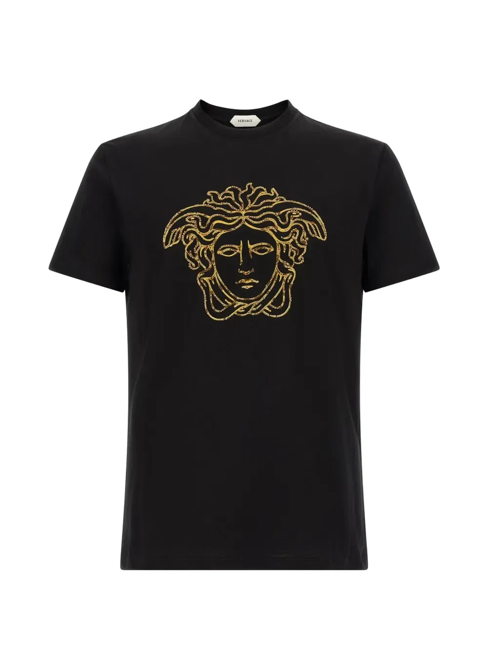 Футболка с вышивкой Медузы Versace, черный