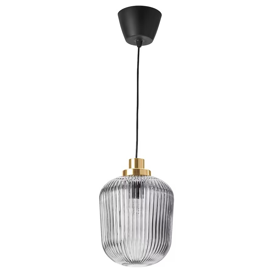 

Ikea Solklint Pendant Lamp 22 cm, brass/grey clear glass