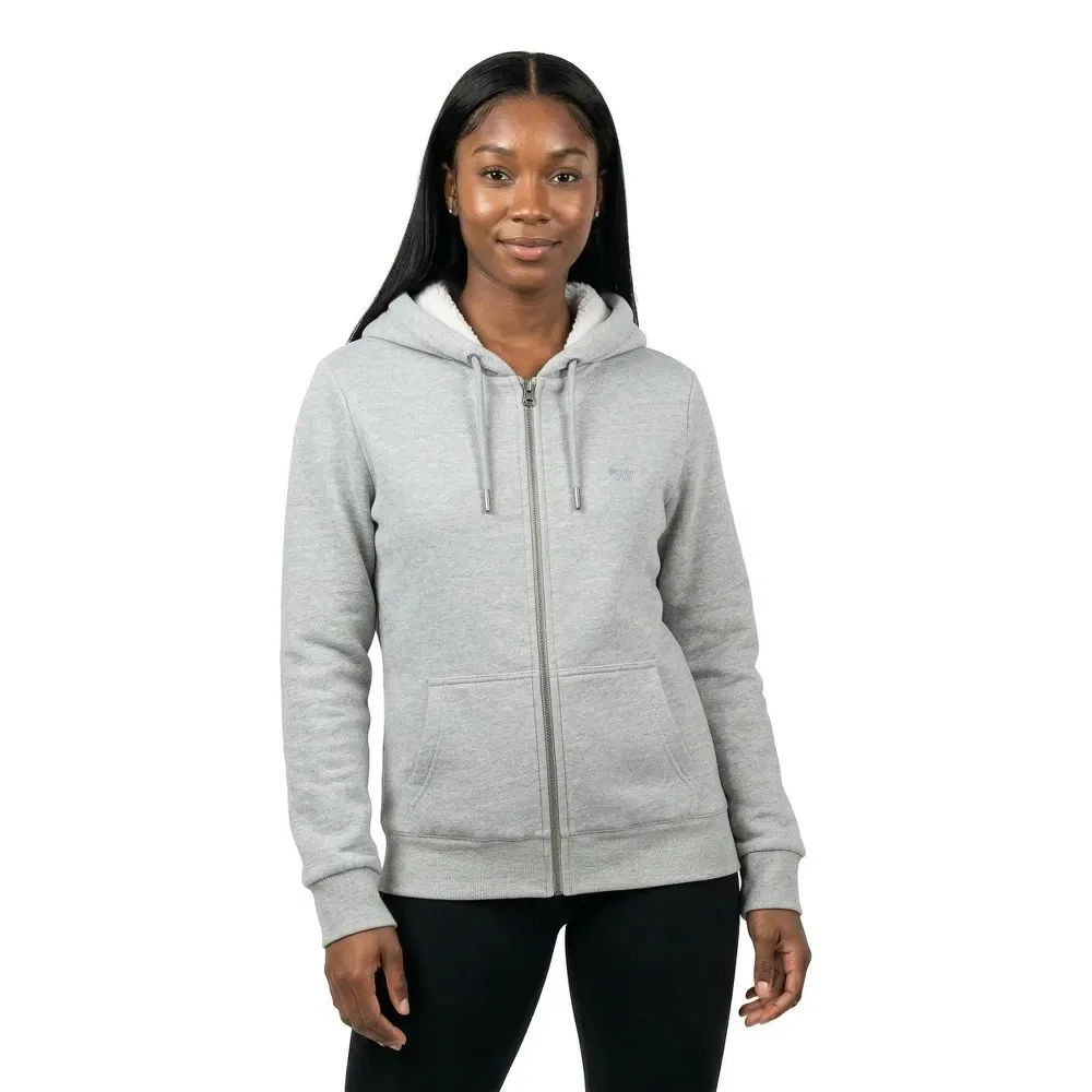 Худи на молнии Superdry Essential Borg Lined, серый — фото 3