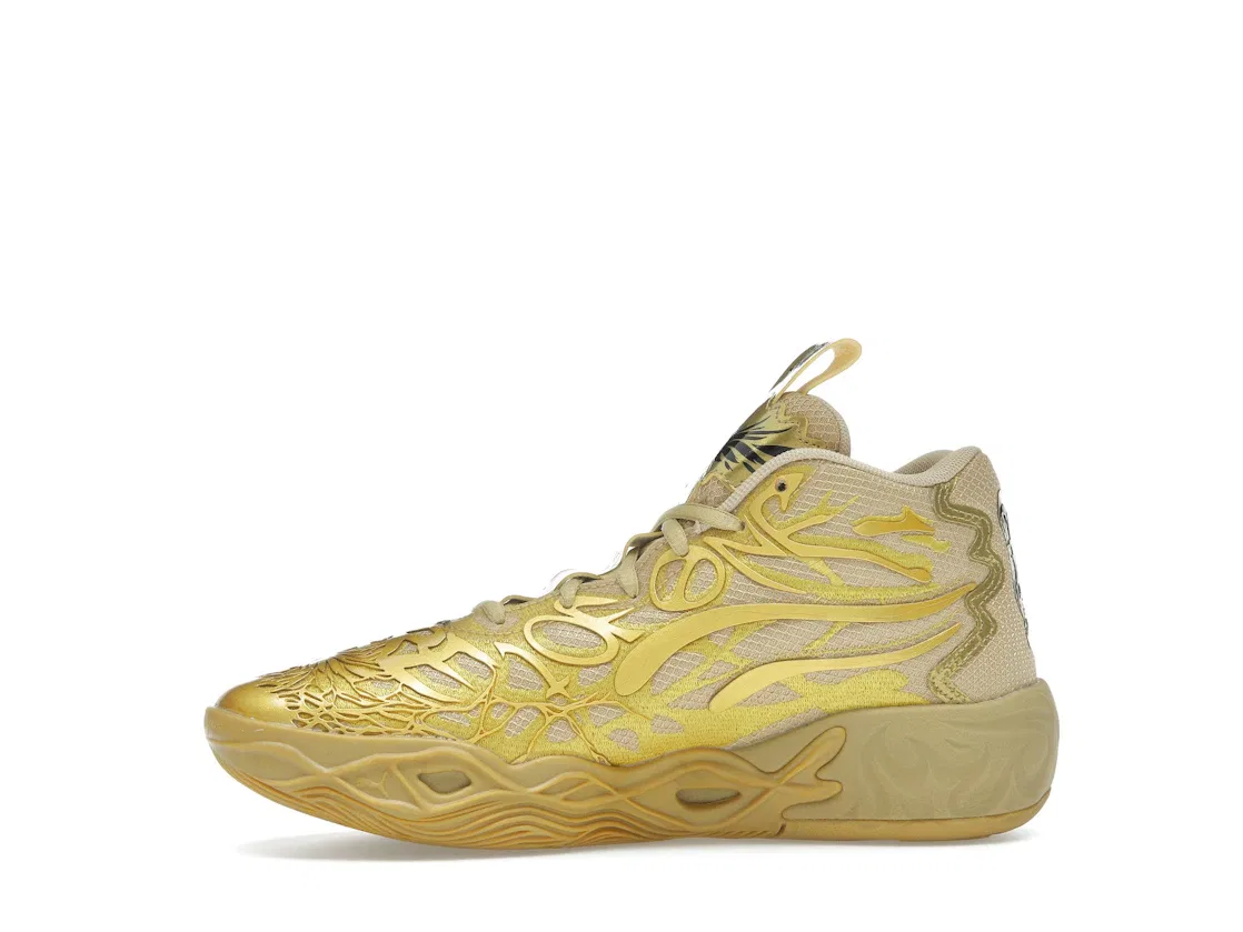 Детские кроссовки для мальчиков баскетбольные Puma LaMelo Ball MB.04 Golden Child, Gold/Black — фото 3