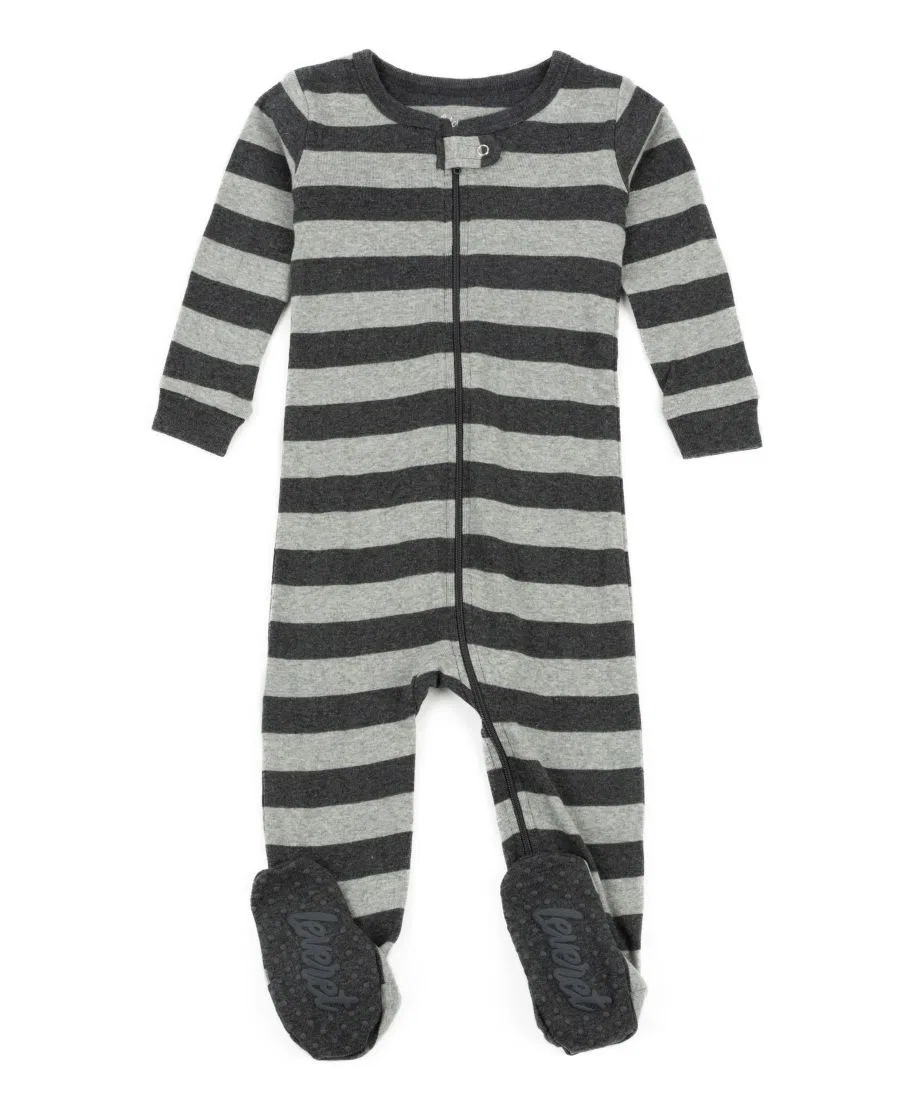 Детская пижама с ножками в полоску, модель Matching Family Leveret, Light & Dark Grey Stripes