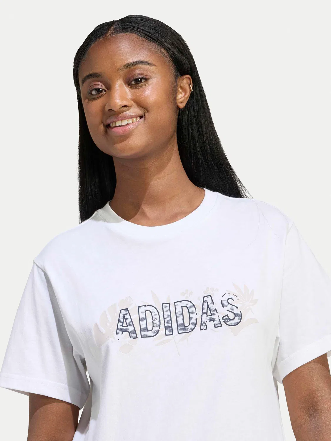 Женская футболка стандартного кроя Animal Graphic Adidas, белый — фото 4
