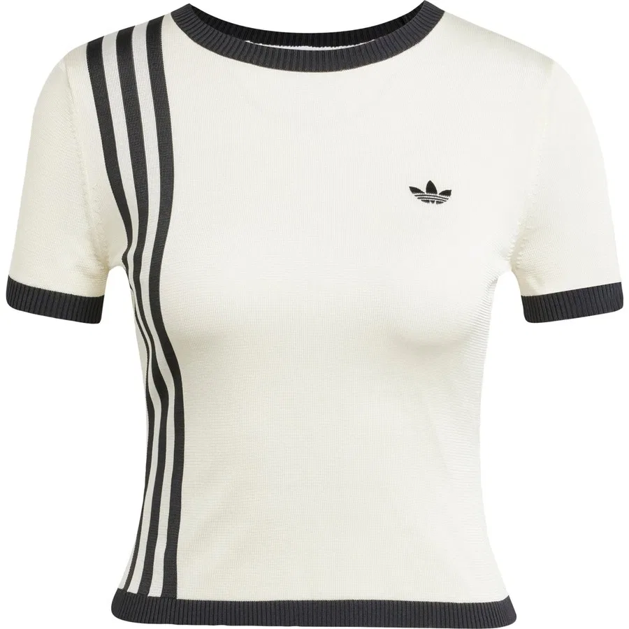 Футболка с коротким рукавом Knitted 3-Stripes Short Tee adidas, Белый — фото 3